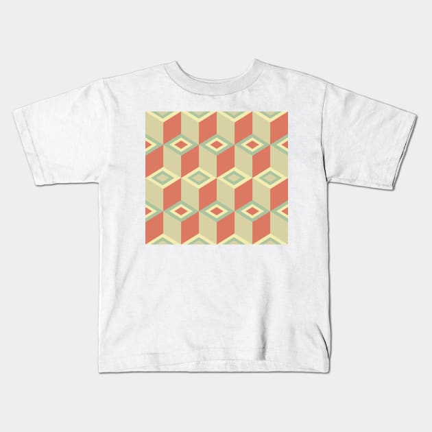 Geometric Cubes Pattern Kids T-Shirt by Patternos